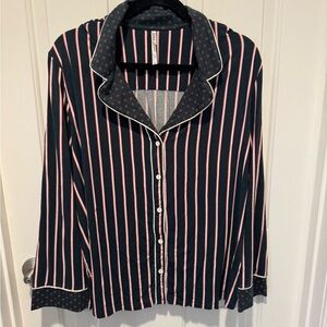 SOMA Cool Nights Striped Hunter Green Pajama Top Size XL